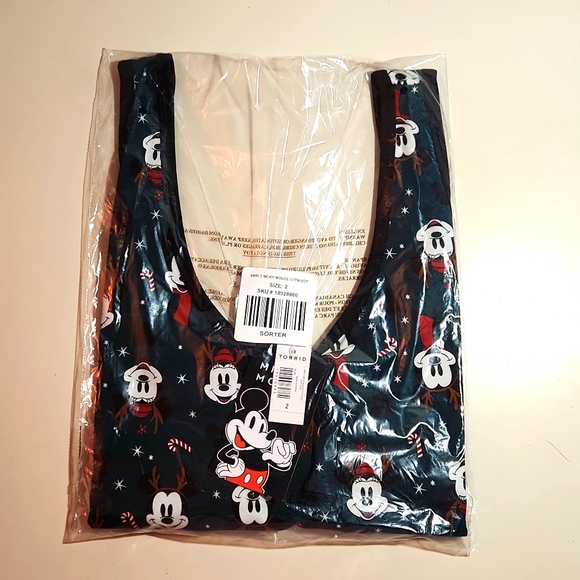 ❤️NWT VINTAGE TORRID BRA - DISNEY MICKEY MOUSE BRALETTE WIRELESS CHRISTMAS PRINT - Picture 5 of 9